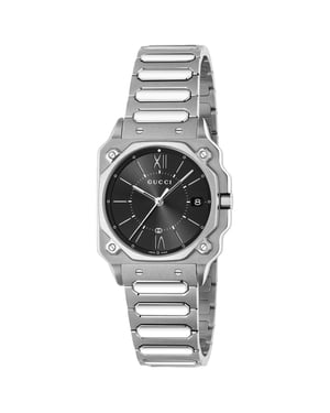 Gucci YA166505 G-Flat Zwarte Wijzerplaat Unisex Horloge
