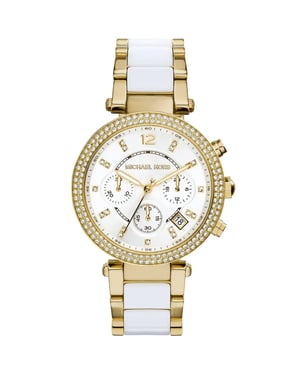 Michael Kors Parker MK6119 Dames Twee-Tonige Chronograaf Horloge 39 mm Goud & Wit