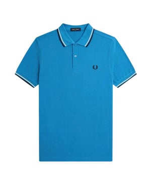 Fred Perry Herenpoloshirt met dubbele kraag (Wit/zwart/blauw)