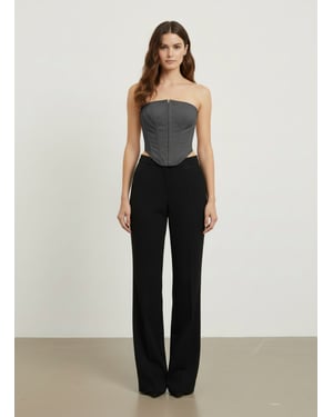 Zwarte Bardot-korset top