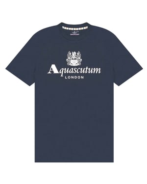 Aquascutum Active Beach Basic T-shirt Met Groot Logo In Marineblauw