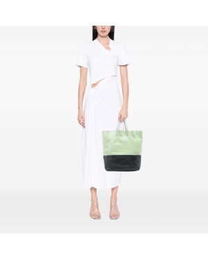 Tweedehands Bicolor Leren Verticale Cabas Tote