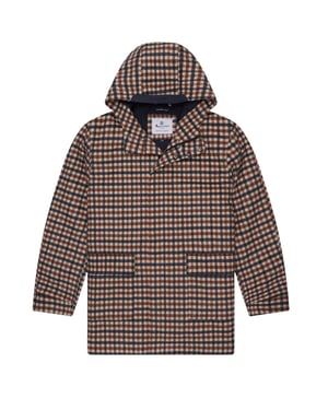 Aquascutum Active Wollen Jas Met Capuchon En Clubruitpatroon