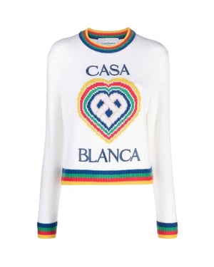 Casablanca Heart Casa Brand Trui Wit Gebreid