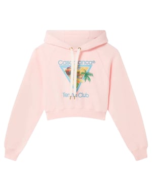 Casablanca Bedrukte Cropped Hoodie Afro Cubism Tennis Club Lichtroze Hoodies