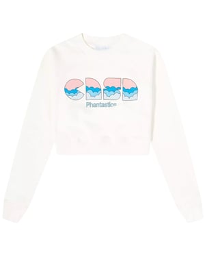Casablanca Casa Clouds Cropped Witte Sweater Met Zeefdruk