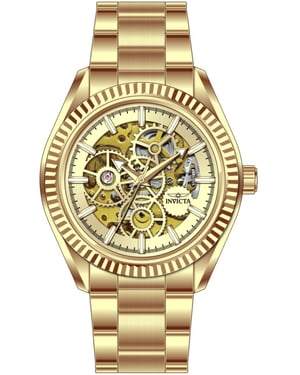 Invicta Objet D Art 69752 Heren Horloge - Automatisch Uurwerk - Roestvrij Staal met gouden Wijzerplaat - 43mm