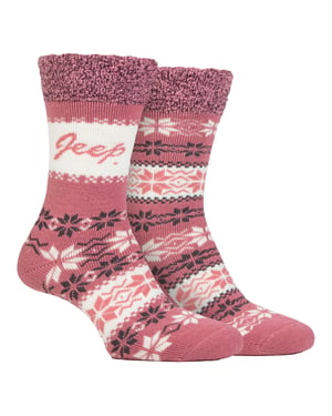 2 Paar Dames Thermische Patroon Fairisle Sokken Warme Winter Sokken