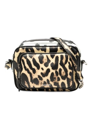 Tweedehands Luipaardprint Leren Camera Tas