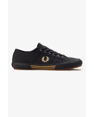 Fred Perry B708 Vintage Tennis Canvas Heren Zwarte/Champagne Sneakers