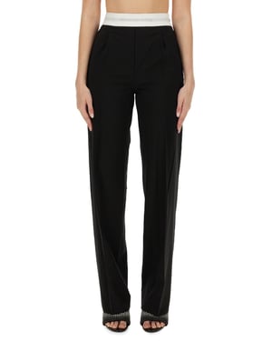 Hoge taille geplooide broek met logo-elastiek