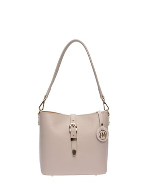 Roberta M Beige Rundleer Tas