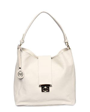 Roberta M Beige Rundleer Tas