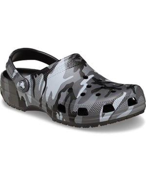 Crocs Classic Camouflage Clog Thermoplastische Heren Klompen In Zwart/Slate Grijs