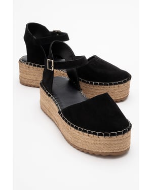 Viba Leren Espadrille Platform Sleehak Sandalen (Dames)