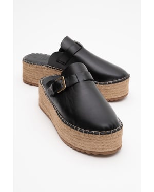 Novas Leren Platform Espadrille Muil (Dames)