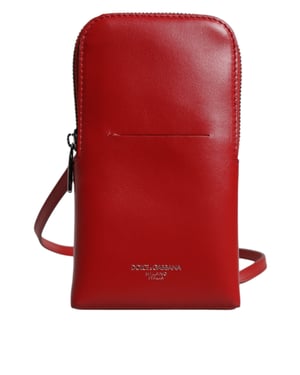 Dolce & Gabbana Rode Leren Handtas Telefoon Sling Crossbody Halsoverkop Tas
