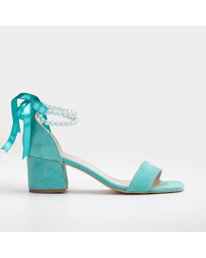 Illy Laag Block Hak Sandalen with Pearls