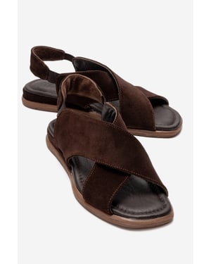 Broods Elastisch Leren Instap Sandalen (Dames)