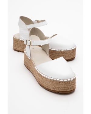 Viba Leren Espadrille Platform Sleehak Sandalen (Dames)