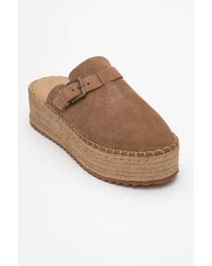 Novas Leren Platform Espadrille Muil (Dames)