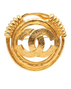 Tweedehands Vergulde Cc Lente Ronde Broche