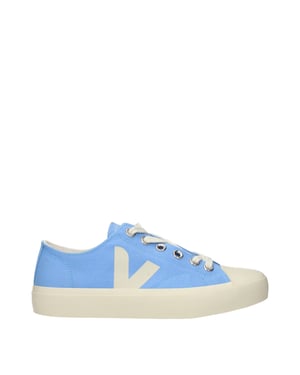 Veja Lichtblauwe Stoffen Lage Sneakers