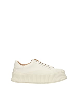Jil Sander Witte Stoffen Platform Sneakers