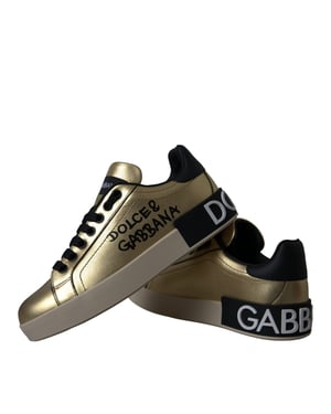 Dolce & Gabbana Gouden Portofino Kalfskleren Sneakers Dames Schoenen