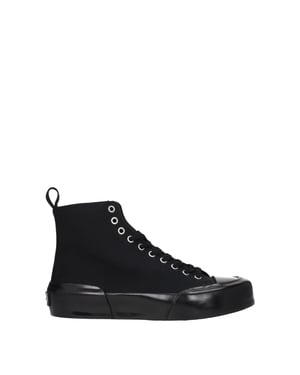 Jil Sander Zwarte Stof Hoge Sneakers