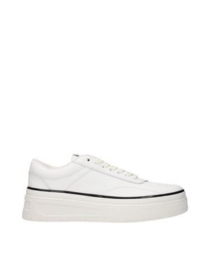 Jil Sander Witte Leren Platform Sneakers