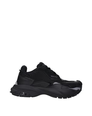 Versace Zwarte Stoffen Sport Sneakers
