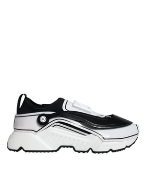 Dolce & Gabbana Witte Zwarte Logo Plaque Daymaster Sneakers Schoenen