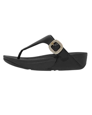 Fit Flop Dames/Dames Lulu Leren Sandalen met Ruitsteentje Gesp (Zwart)