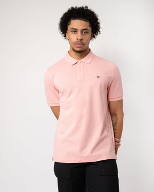 Katoenen Gant polo 2-knoops roze regular fit
