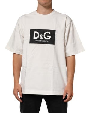 Dolce & Gabbana Witte Logo Print Katoenen Crew Neck Heren T-shirt