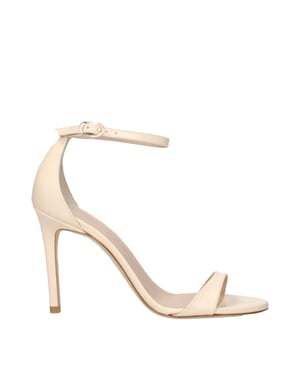 Stuart Weitzman Beige Leren Stiletto Hak Sandalen