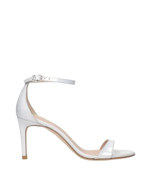Stuart Weitzman Witte Leren Stiletto Hak Sandalen