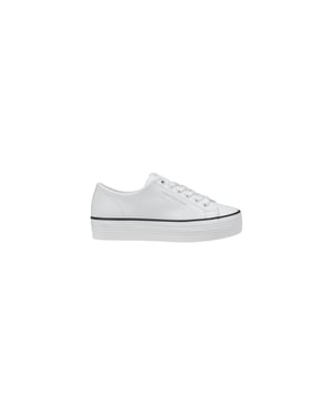 Calvin Klein Jeans Zwarte en Witte Leren Platform Sneakers