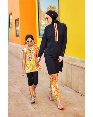 Zwarte Burkini-set met volledige dekking