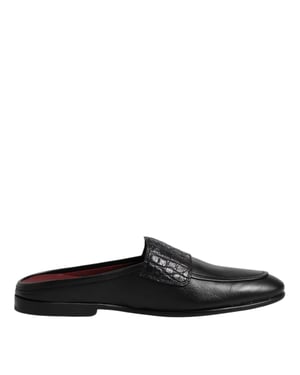 Dolce & Gabbana Zwarte Kalfsleer Instappers Scholen