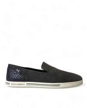 Dolce & Gabbana Blauwe Suède Caiman Heren Instappers Slippers Schoenen