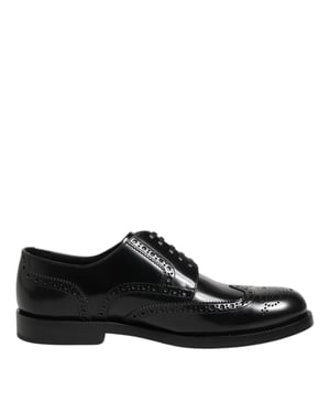 Dolce & Gabbana Zwarte Leren Derby Wingtip Formele Schoenen