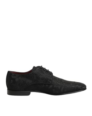 Dolce & Gabbana Zwarte Brocade Veterschoenen voor Heren