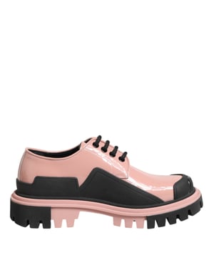 Dolce & Gabbana Licht Poederroze Zwarte Leren Veterschoenen