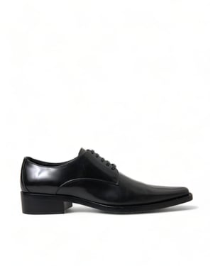 Dolce & Gabbana Zwarte Leren Veterschoenen Formele Flats
