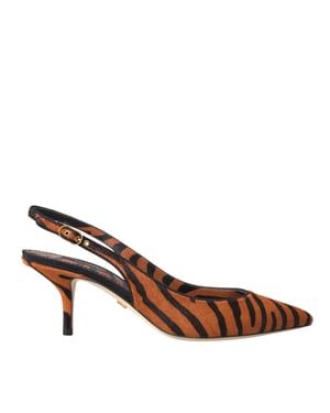Dolce & Gabbana Zwarte Oranje Zebra Lederen Slingbacks Schoenen