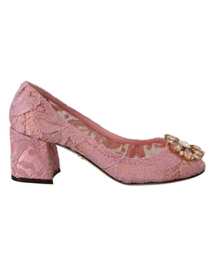 Dolce & Gabbana Roze Taormina Kant Kristal Hakken Pastel Schoenen