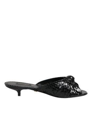 Dolce & Gabbana Zwarte Leren Hak Slides Sandalen Schoenen