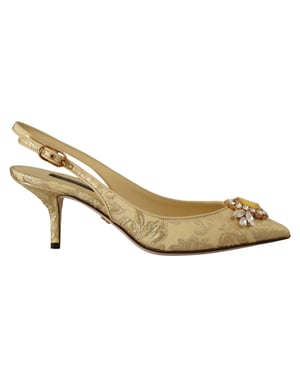Dolce & Gabbana Gouden Kristal Slingback Pumps Hakken Schoenen